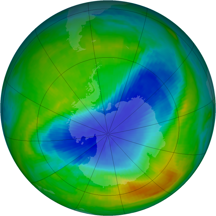 Antarctic ozone map for 10 November 1985